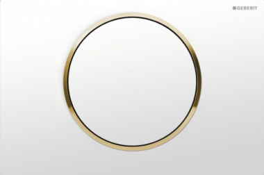 Смывная клавиша Geberit Sigma 10 смыв/стоп, цвет белый / позолота / белый 115.758.KK.5