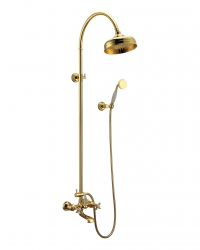 Душевая система CUTHNA zlato (двухвентильный смеситель для ванны, верхний и ручной душ), золото
