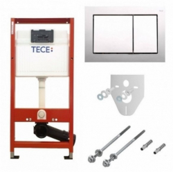 Инсталляционная система для унитаза, клавиша смыва TECEbase, цвет хром, крепление, прокладка 9.400.006
