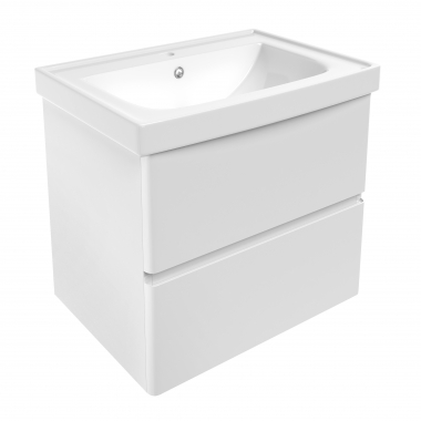 Комплект мебели Volle OLIVA 65см белый: тумба подвесная, 2 ящика + умывальник накладной арт 13-01-065А