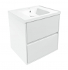 Комплект мебели Volle TEO 65см белый: тумба подвесная, 2 ящика + умывальник накладной арт 15-88-060