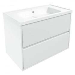 Комплект мебели Volle TEO 80см белый: тумба подвесная, 2 ящика + умывальник накладной арт 15-88-080