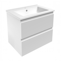 Комплект мебели Volle LEON 65см белый: тумба подвесная, 2 ящика + умывальник накладной арт 13-01-402А