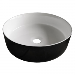 Умывальник Volle 36*36*12см накладной керамический круглый, черно-белый