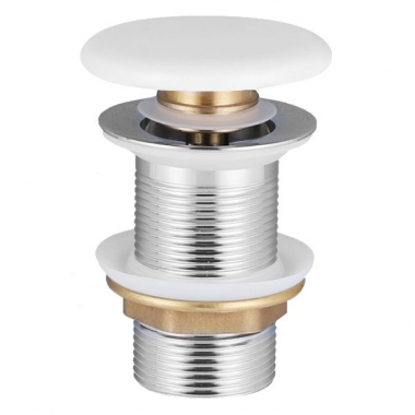 Донный клапан Volle click-clack c белой керамической крышкой, латунь, 1 1/4\"