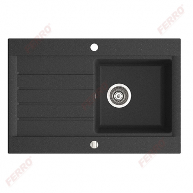 Мойка однокамерная Ferro Ozzy DRG52/78B 78x52 см, графит