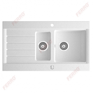 Мойка двухкамерная Ferro Ozzy DRG52/91W 91x52 см, белый