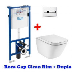 Унитаз подвесной Roca Gap Clean Rim с крышкой с доводчиком + Инсталляция Roca Pro