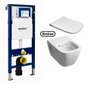Унитаз безободковый Kolo Modo Rimfree L33120000 с крышкой soft-close L30112000+ инсталляция Geberit Duofix 111.300.00.5