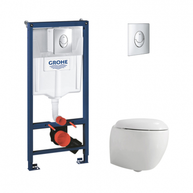 Набор унитаз Azzurra Clas+ CLP100B1SOSK с сиденьем Azzurra Clas+ CLA1800F + инсталляция Grohe Rapid SL 38721001