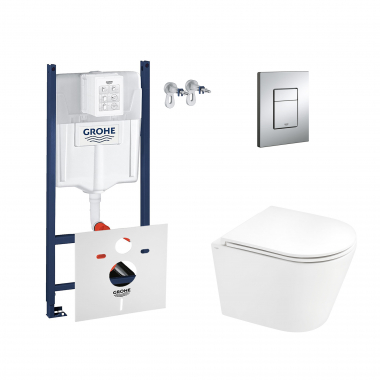 Набор инсталляция 4 в 1 Grohe Rapid SL 3884000G + унитаз с сиденьем Qtap Scorpio QT1433053ERW