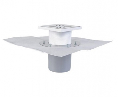 Трап с вертикальным выпуском, с надставкой и решеткой из нержавеющей стали 150х150,  ø50/110 мм